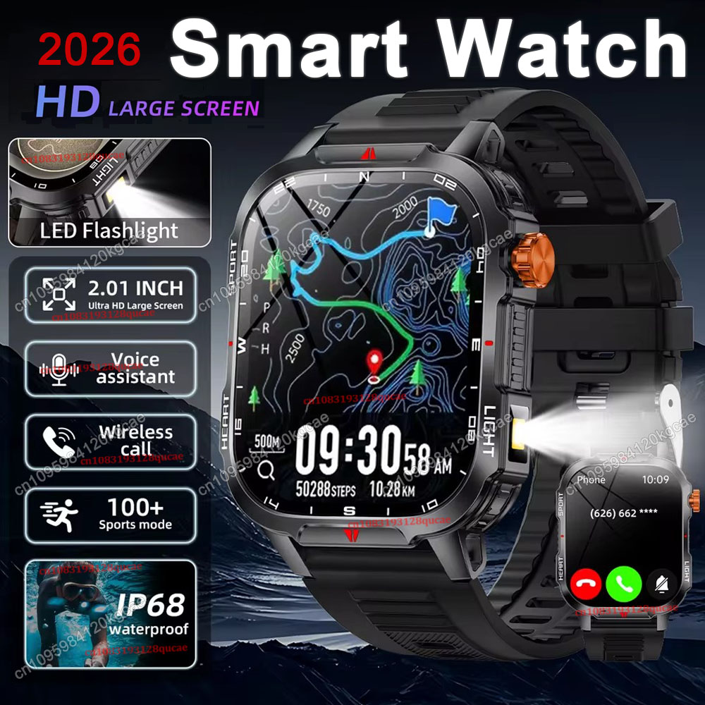Smartwatch Rugged Watches For Men - 2026 Yeni Sağlam Askeri GPS Akıllı