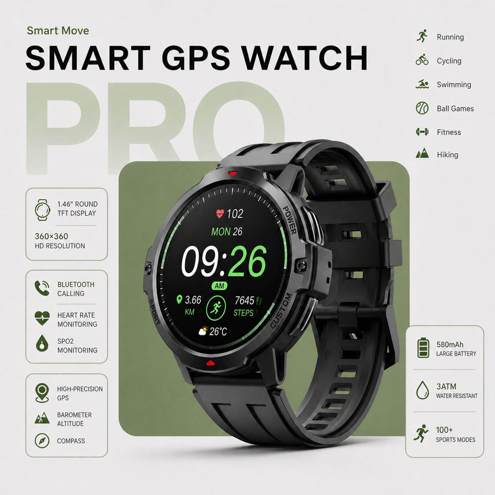 Timex Watches Smartwatch - YENI 1.46 Inç Askeri GPS Smartwatch