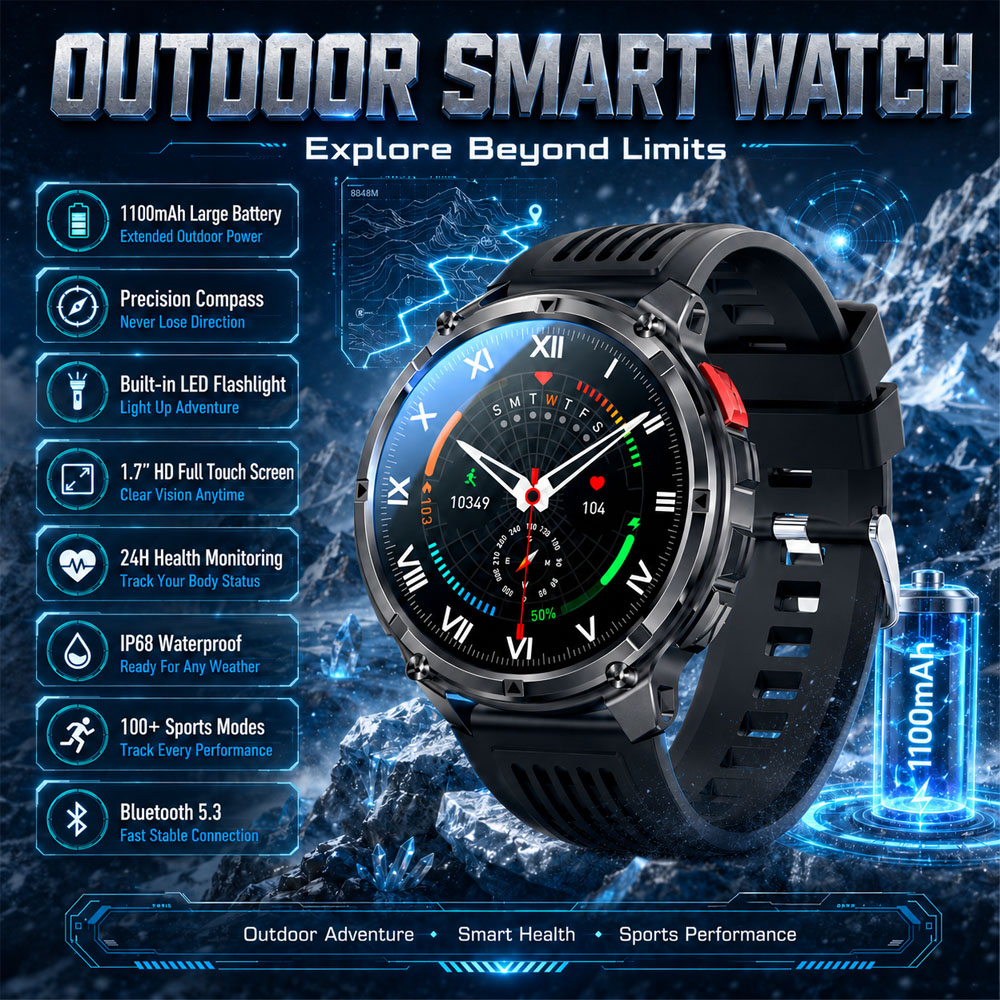 Smartwatch Rugged Watches For Men - 2026 Yeni YAOCX AMOLED Akıllı Saat