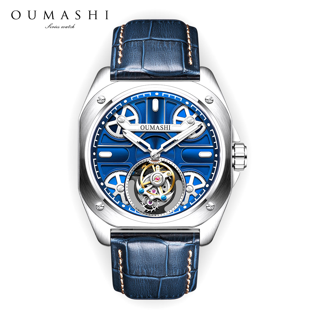 Skeleton Mechanical Watch - 41mm Lüks erkek saati Tourbillon Paslanmaz