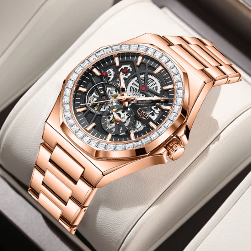 Skeleton Mechanical Watch - LIGE Orijinal Tasarım Mekanik Saatler Erkekler