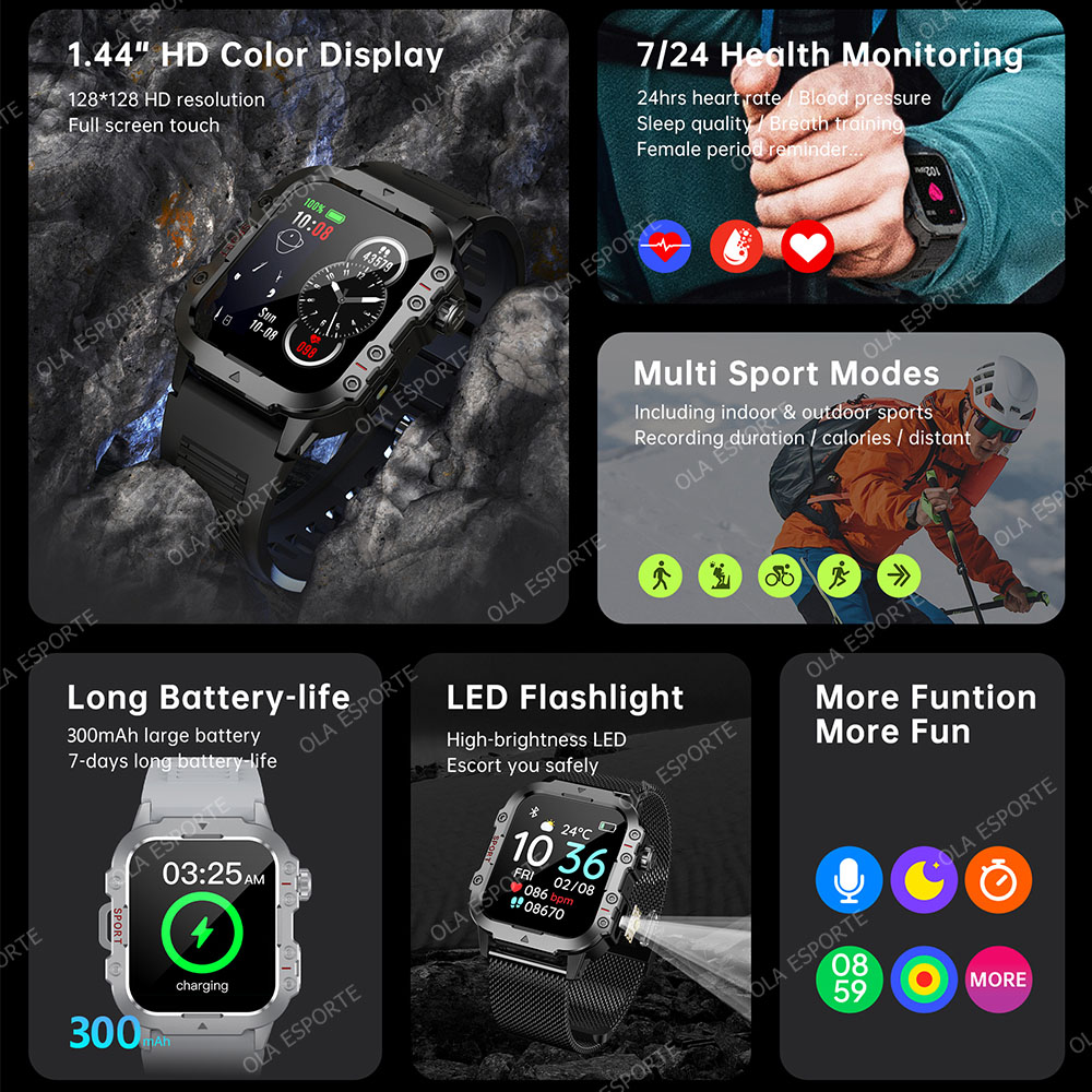 2026 Yeni Sağlam Askeri GPS Ak - Smartwatch Rugged Watches For Men incelemesi ve fiyatı