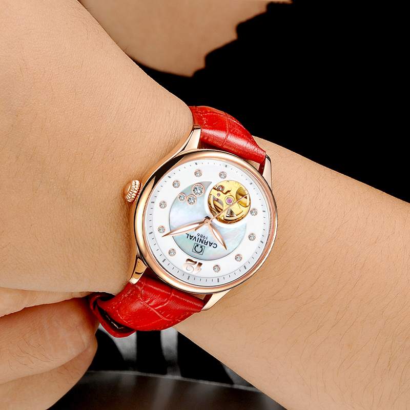 İsviçre KARNAVAL Lüks kadın sa - Skeleton Mechanical Watch incelemesi ve fiyatı