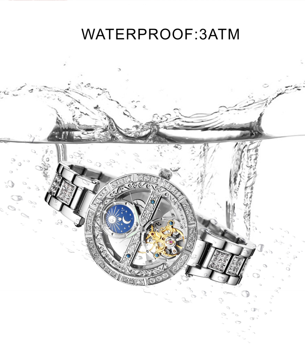 Lüks kadın su geçirmez iskelet - Skeleton Mechanical Watch incelemesi ve fiyatı