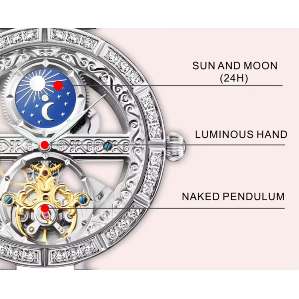 Lüks kadın su geçirmez iskelet - Skeleton Mechanical Watch incelemesi ve fiyatı