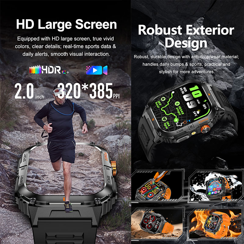 Büyük 1000mAh Pil Erkekler İçi - Smartwatch Rugged Watches For Men incelemesi ve fiyatı