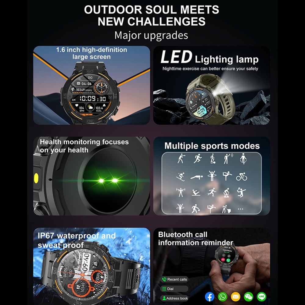 Açık Hava Askeri Sağlam Akıllı - Smartwatch Rugged Watches For Men incelemesi ve fiyatı