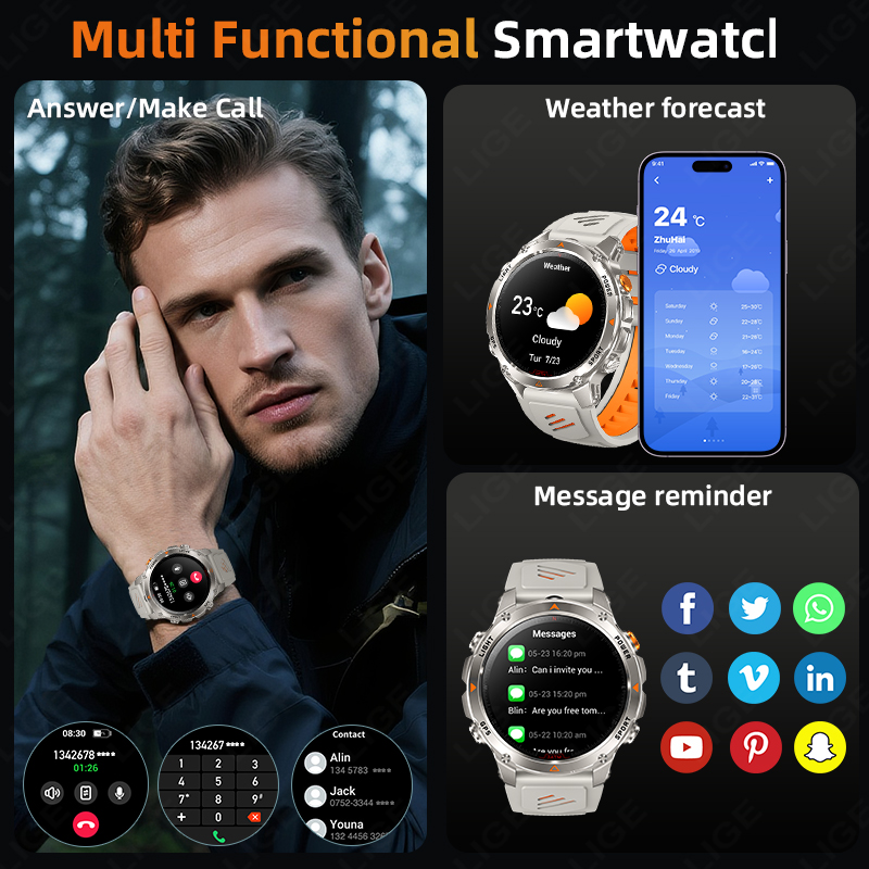 LIGE Sağlam GPS Takip Akıllı S - Smartwatch Watches For Men incelemesi ve fiyatı