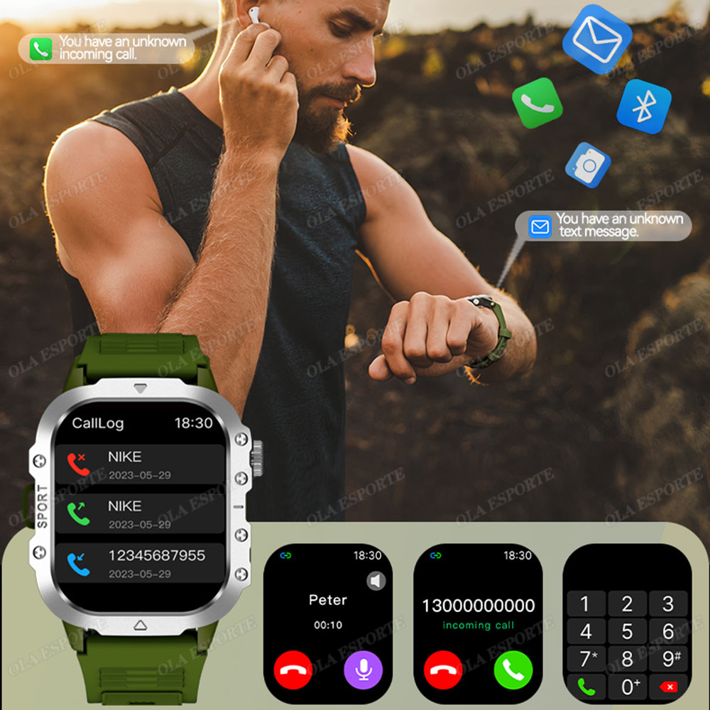 Yeni Sağlam Askeri El Feneri A - Smartwatch Rugged Watches For Men incelemesi ve fiyatı