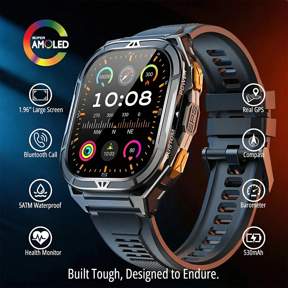 Lüks AMOLED Akıllı Saat Gerçek - Smartwatch Watches For Men With Gps incelemesi ve fiyatı