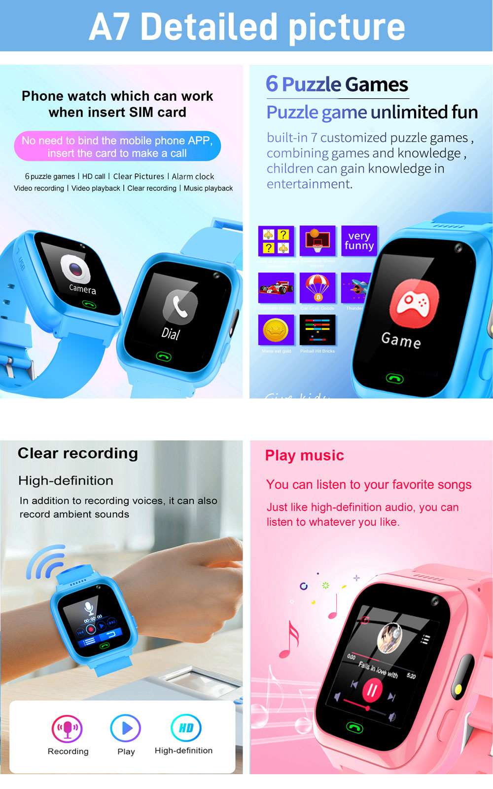 2G 4G çocuklar akıllı saat tel - Smartwatch Watches Gift For Girls incelemesi ve fiyatı