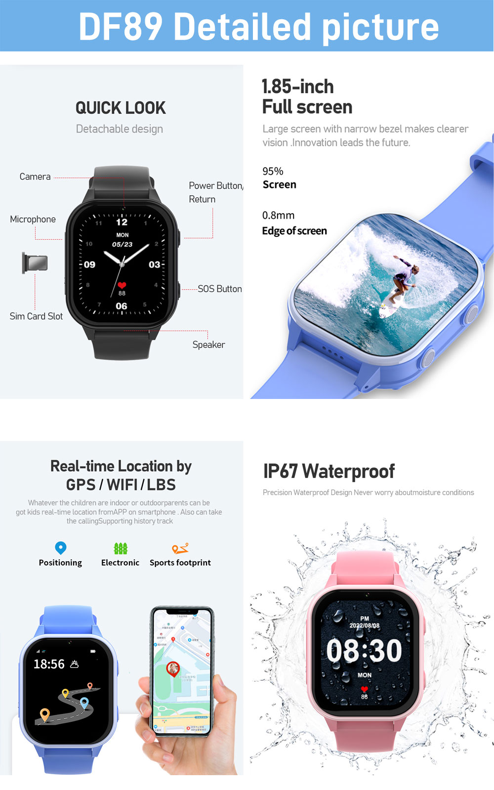 2G 4G çocuklar akıllı saat tel - Smartwatch Watches Gift For Girls incelemesi ve fiyatı